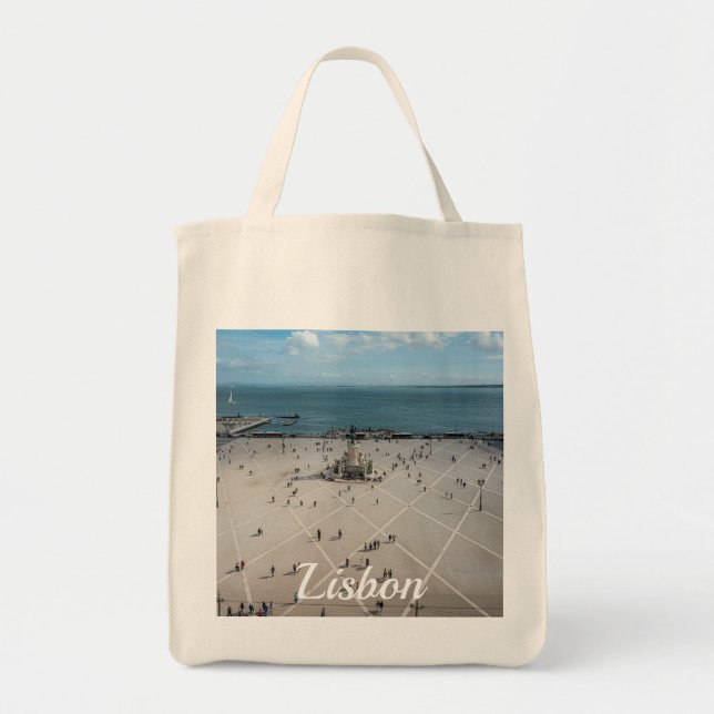 Platz des Handels von oben in Lissabon, Portugal Tragetasche (Vorne)