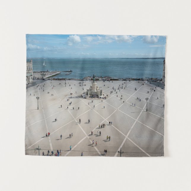 Platz des Handels von oben in Lissabon, Portugal Wandteppich (Vorderseite (Horizontal))