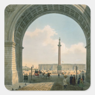 Platz des Palastes, Aussicht vom Arch der Armee Quadratischer Aufkleber