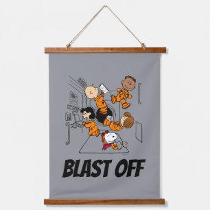 PLATZ   Erdnussbande im Weltraum Wandteppich Mit Holzrahmen