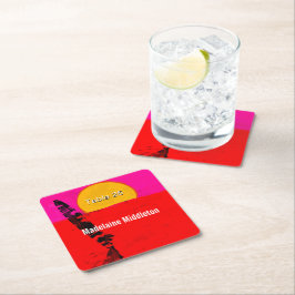 Platz Escortname Sitzplatz Sommerstrand Retro Rechteckiger Pappuntersetzer