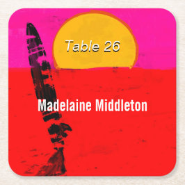 Platz Escortname Sitzplatz Sommerstrand Retro Rechteckiger Pappuntersetzer