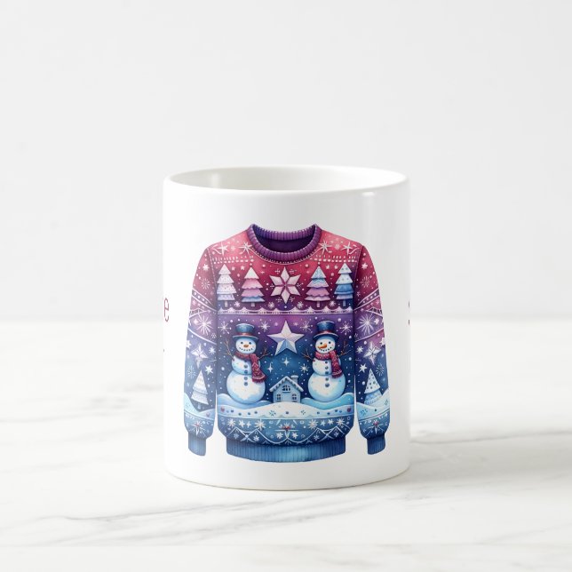 Platz Gewinner Ugly Sweater Blue Red Lila Kaffeetasse (Mittel)
