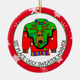 Platz Gewinner Ugly Sweater Contest Medaille Keramik Ornament
