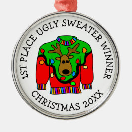Platz Gewinner Ugly Sweater Contest Medaille Ornament Aus Metall