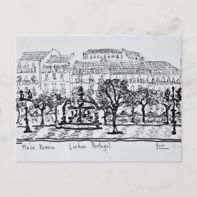 Platz Placa Rossio | Lissabon, Portugal Postkarte (Vorderseite)