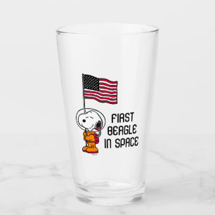 PLATZ Snoopy mit Flaggenastronaut Glas