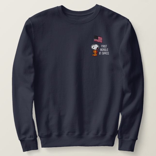 PLATZ | Snoopy mit Flaggenastronaut Sweatshirt (Design vorne)