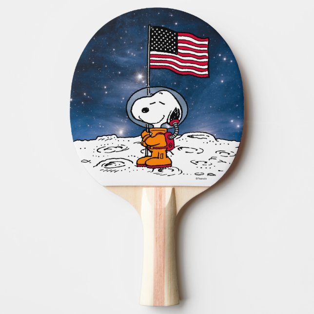 PLATZ | Snoopy mit Flaggenastronaut Tischtennis Schläger (Vorderseite)