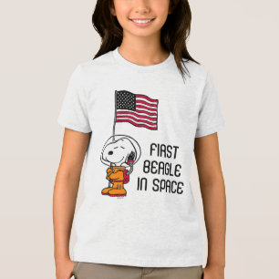 PLATZ Snoopy mit Flaggenastronaut Tri-Blend Shirt