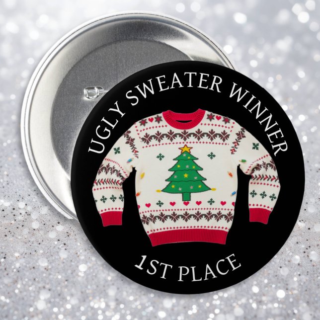 Platz Ugly Sweater Gewinner | Weihnachten Button (Von Creator hochgeladen)