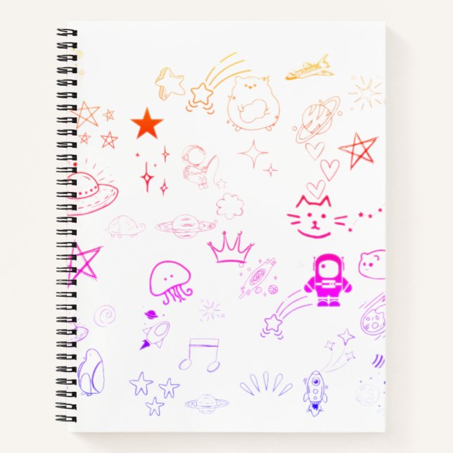 Platz und Planets Doodle Personalisiertes Notebook Notizbuch (Vorderseite)