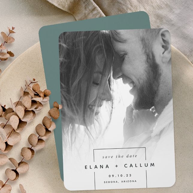 Platz weg | Einfaches modernes vertikales Foto Save The Date (Von Creator hochgeladen)