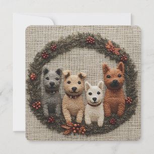 Platz Weihnachtskarte mit Welpen in neutralen Farb Feiertagskarte