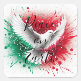 Platz - Weltfrieden mit White Dove im Flug Quadratischer Aufkleber