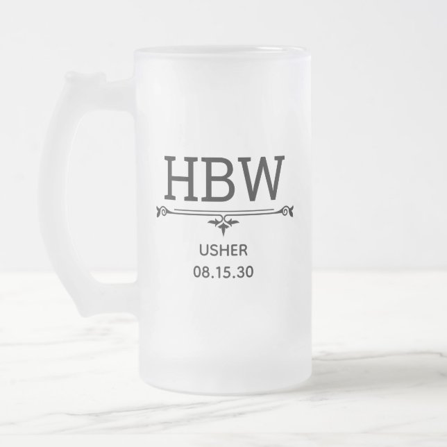 Platzanweiser Initialen Mattglas Bierglas (Links)