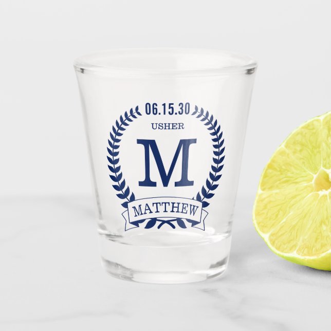 Platzanweiser Initialen Schnapsglas (Vorderseite)