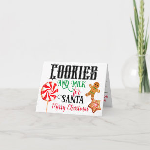 Plätzchen und Milch für den Weihnachtsmann Grußkar Karte