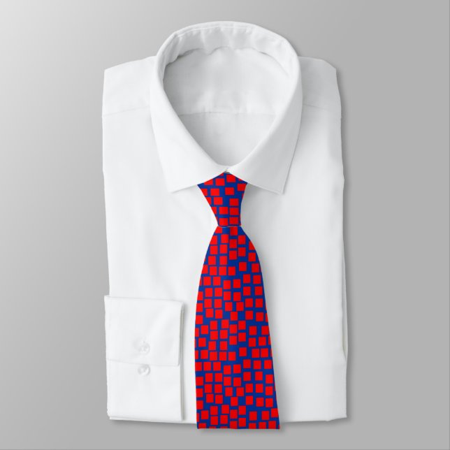 Plätze - Rot auf Navy Blue Krawatte (Gebunden)