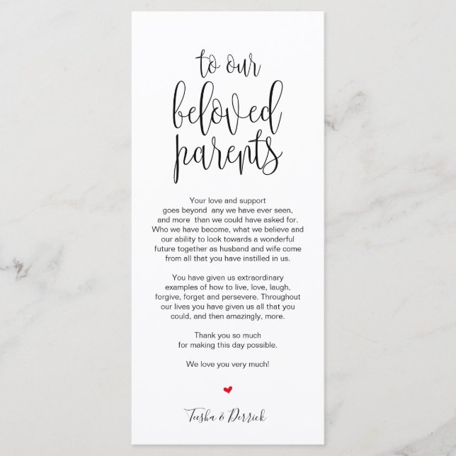 Platzieren Sie Dankeschön-Karte für geliebte Elter Programm (Vorderseite)