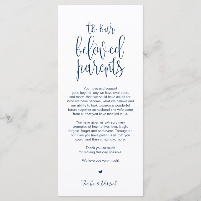 Platzieren Sie Dankeschön-Karte für geliebte Elter Programm (Vorderseite)