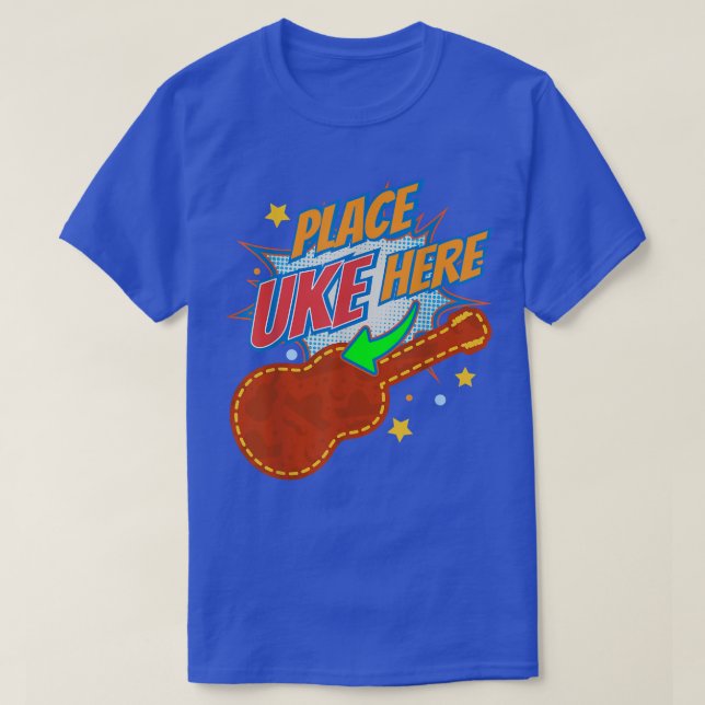 Platzieren Sie Uke hier I Ukulele Player Gitarreni T-Shirt (Design vorne)