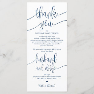 Platzierung Dankeschön Karte für das Hochzeitsesse