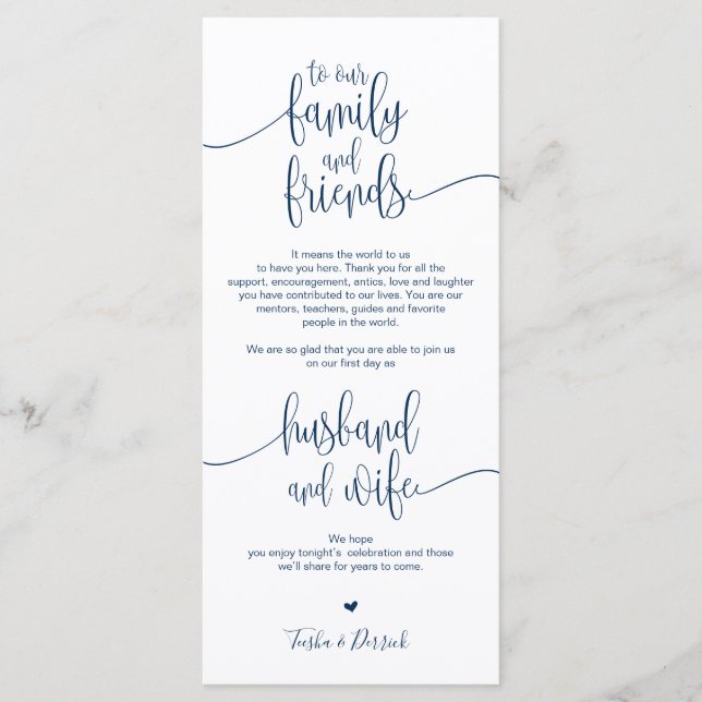 Platzierung Dankeschön Karte für das Hochzeitsesse (Vorderseite)