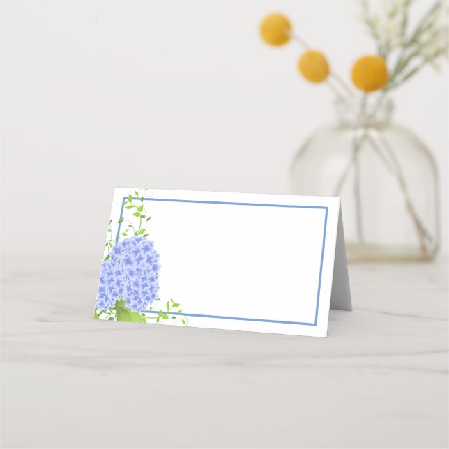 Platzkarte-Blue Hydrangeas Platzkarte (Vorderseite)
