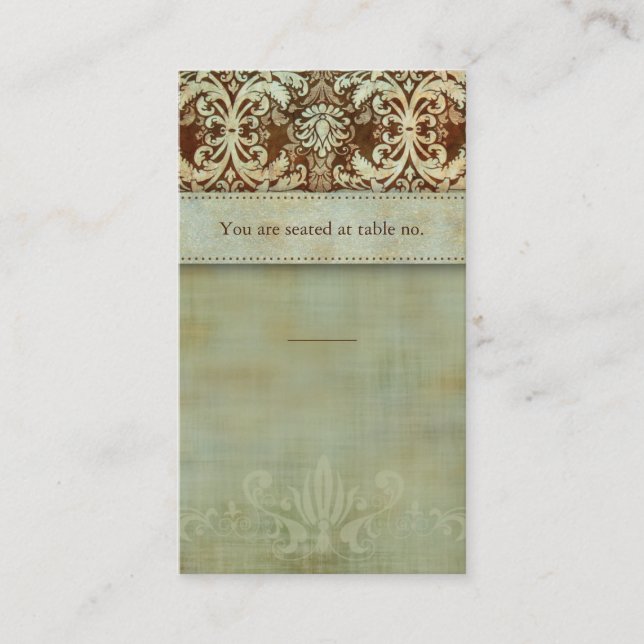 Platzkarte Damask Brown Vintag Look (Vorderseite)