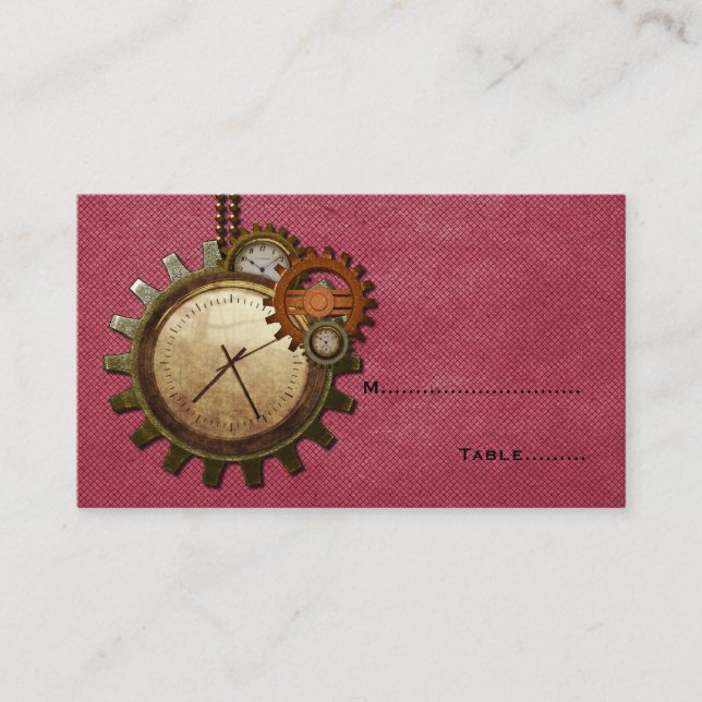Platzkarte der Vintagen Uhr, rosa (Vorderseite)