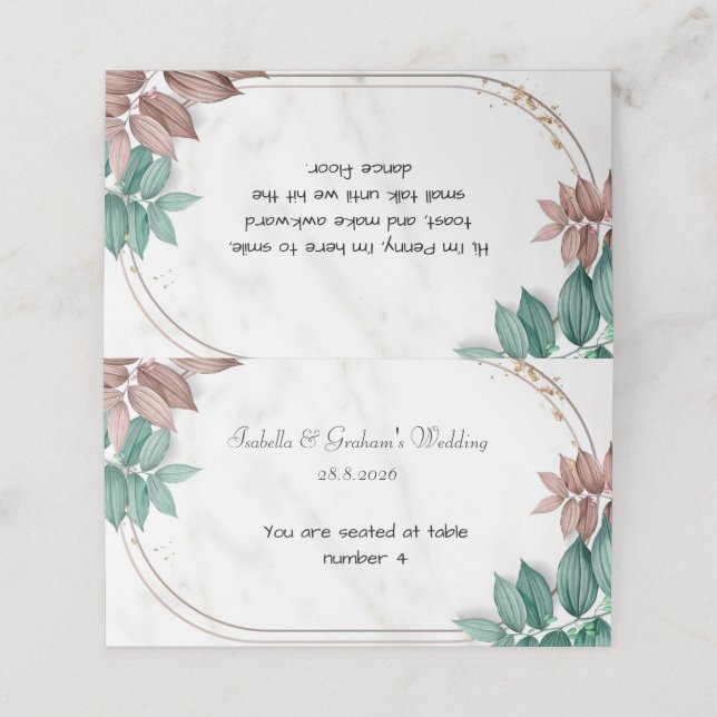 Platzkarte - Einfaches Design (Außenseite Aufgefaltet)