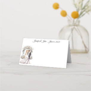 Platzkarte für geklappte Hochzeitnamen