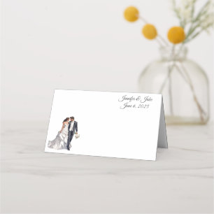 Platzkarte für geklappte Hochzeitnamen