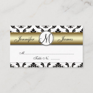 Platzkarte für Hochzeiten in Gold, Schwarz und Wei