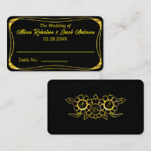 Platzkarte für Hochzeiten in Schwarz und Gold