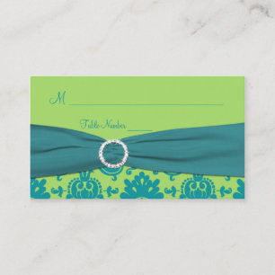 Platzkarte "Green and Turquoise Damask"