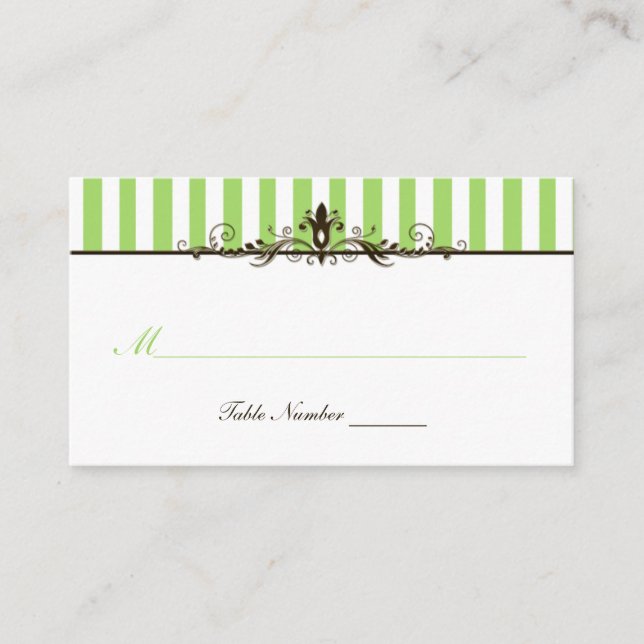 Platzkarte grün, braun und weiß gestrichen (Vorderseite)