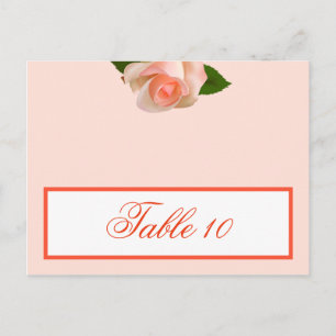 Platzkarte Pink/Peach-Rose mit Blätter Fl Postkarte