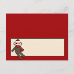 Platzkarte Red Sock Monkey Postkarte