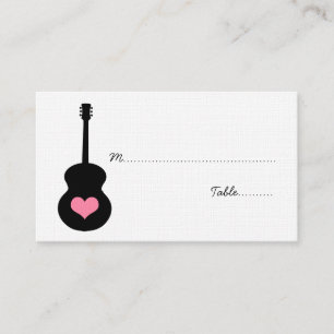 Platzkarte Rosa/Schwarze Gitarre