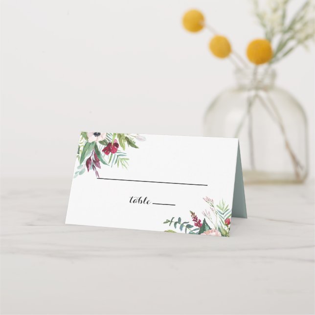 Platzkarte Tropical Floral and Greenerity Wedding (Vorderseite)