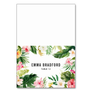 Platzkarte tropischer Blumenrahmen Tischnummer