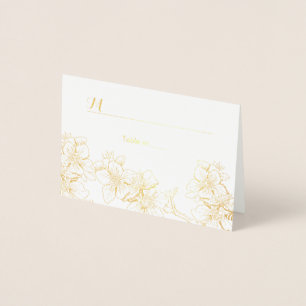 Platzkarte von Blume aus Gold Begleitkarte Folienkarte