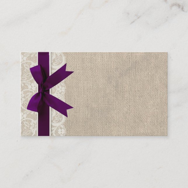 Platzkarte von Spitzen und Burlap Rustic Wedname (Vorderseite)