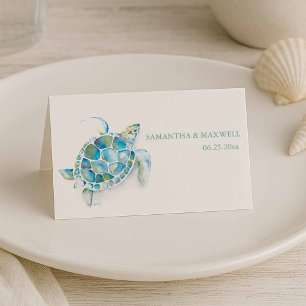 Platzkarte Watercolor Beach Coastal Wedding