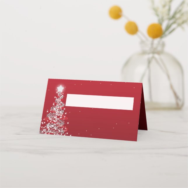 Platzkarte Weihnachten Hochzeit Silver Red (Vorderseite)