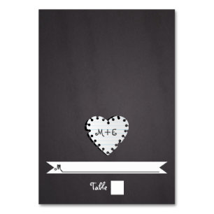 Platzkarte zur Hochzeit von Monogramm-Karton Tischnummer