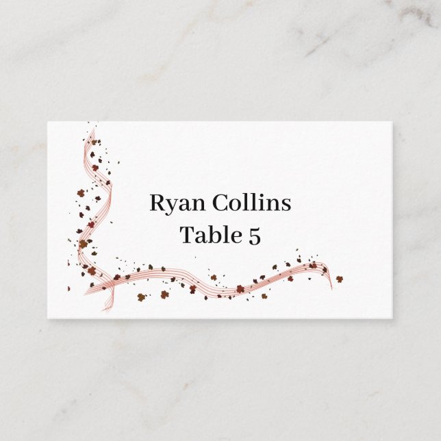 Platzkarten aus handgezogenen Band und Blume (Vorderseite)