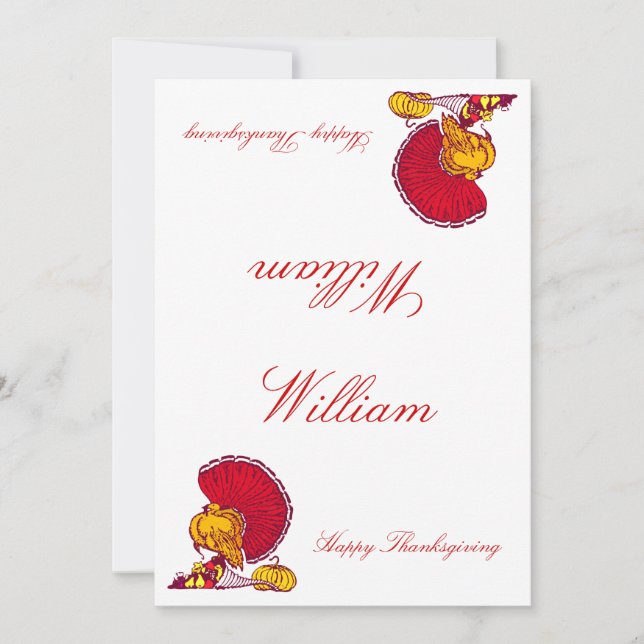 Platzkarten des Erntedanks mit der Türkei (Vorderseite)